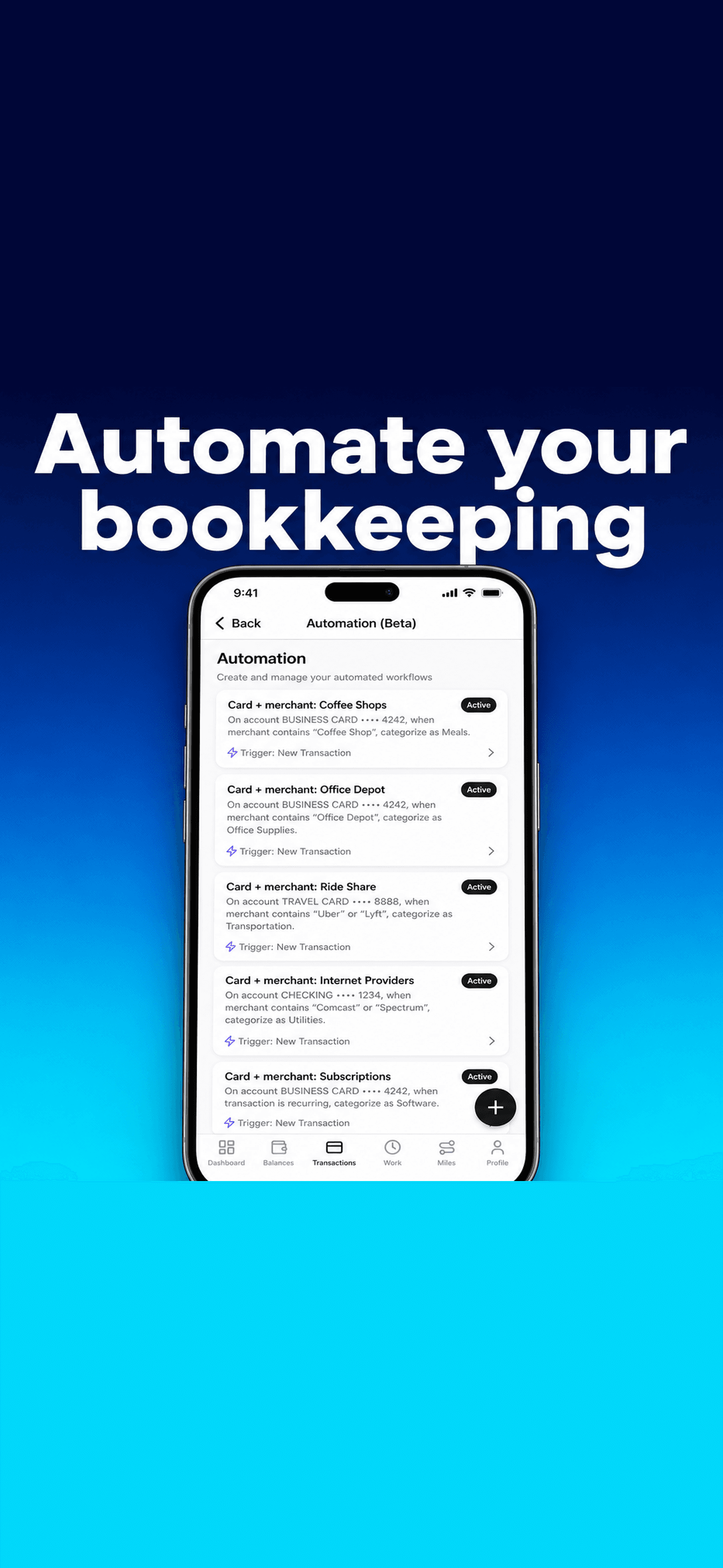 RCPT automation rules that auto-categorize transactions