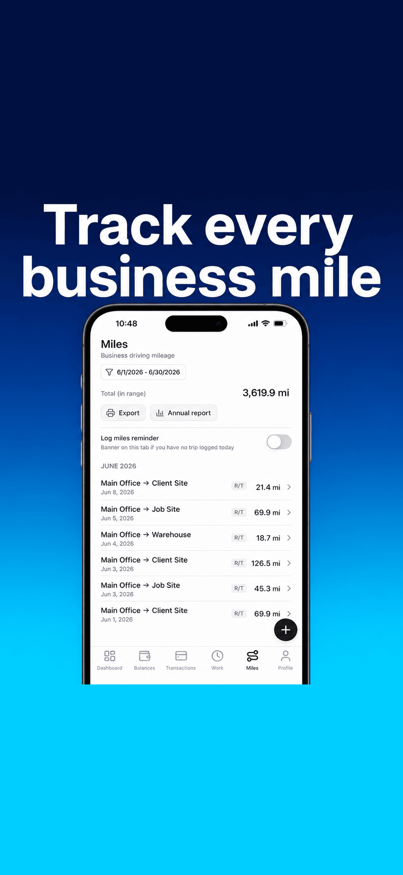 RCPT mileage tracking with trips and annual report